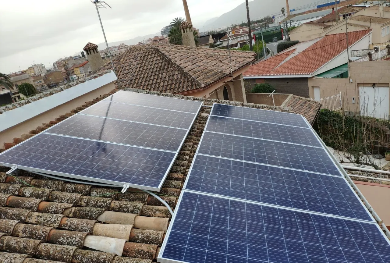 Solar panels on a tiled roof