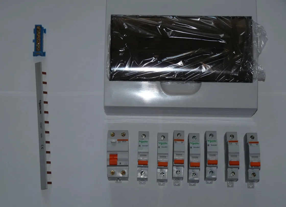 The new board with circuit breakers and safety switches