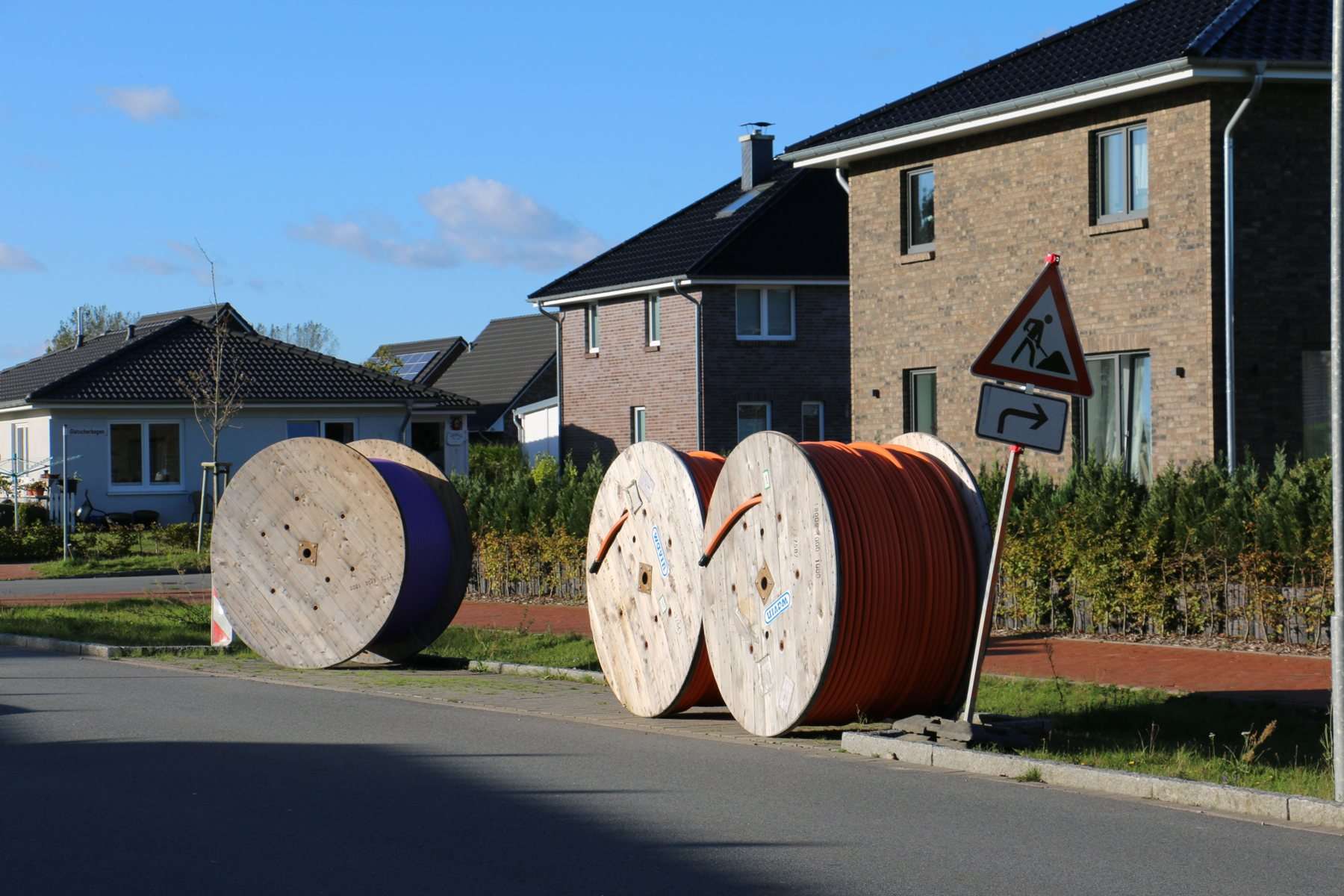 Cable drums delivered to a street job